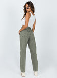 product Princess Polly Mid Rise  Holly Asymmetric Straight Leg Jean Green Denim