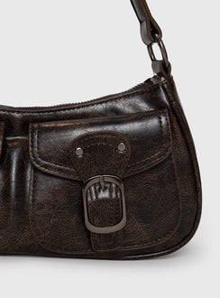 Faux leather shoulder bag Adjustable & removable cross-body and shoulder straps, silver-toned hardware, zip fastening, twin front pockets with magnetic button fastening, flat base