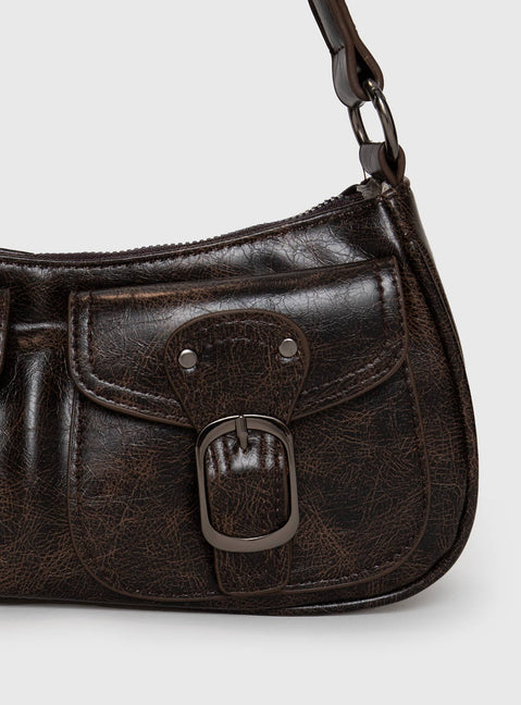 Faux leather shoulder bag Adjustable & removable cross-body and shoulder straps, silver-toned hardware, zip fastening, twin front pockets with magnetic button fastening, flat base