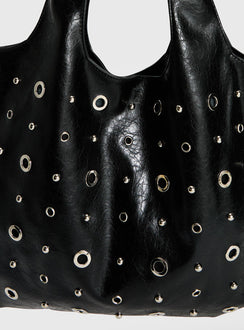 Find Your Love Eyelet Detail Shoulder Bag Black