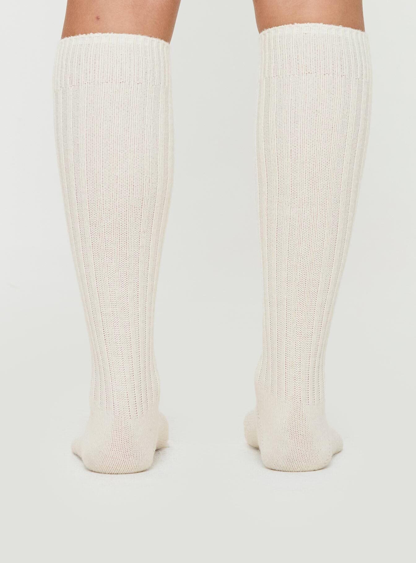 Boderline Knee High Socks White