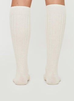 Boderline Knee High Socks White