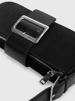 Addie Buckle Detail Shoulder Bag Black