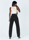 product Princess Polly High Waisted  Holly Asymmetric Straight Leg Jean Black Denim