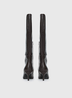 Therapy Dove Knee High Boots Chocolate Croc