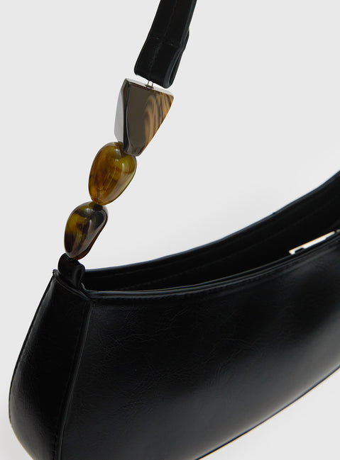 Contradiction Bead Detail Shoulder Bag Black