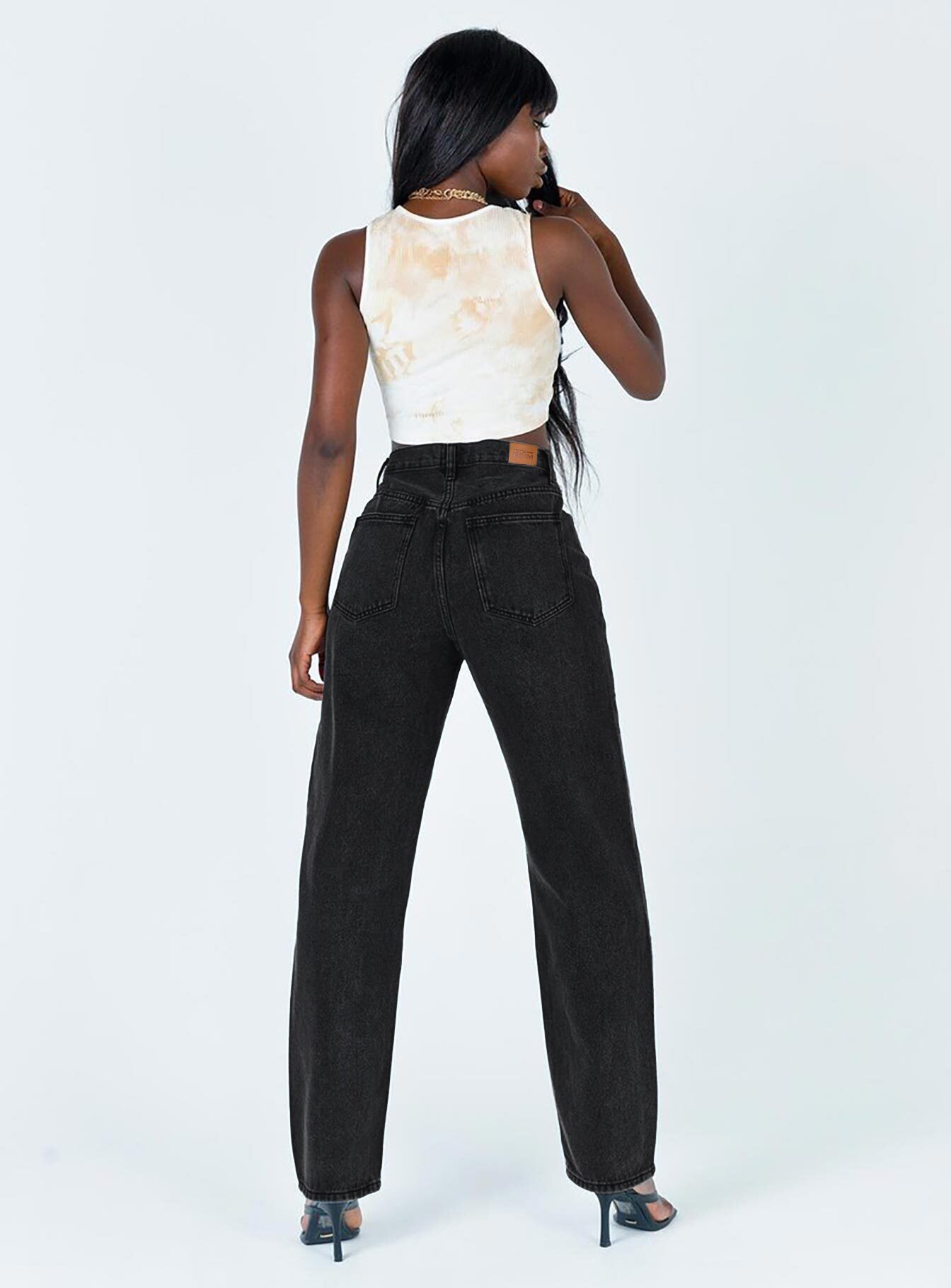 Black high rise straight leg jeans hotsell