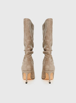 Such A Charmer Faux Suede Scrunch Boot Taupe