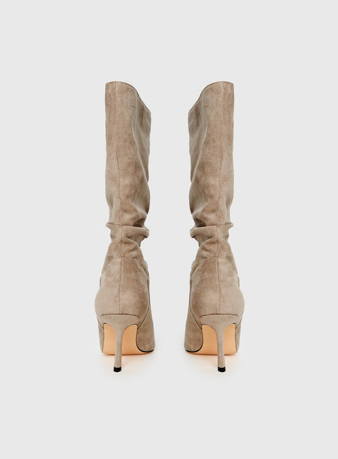 Such A Charmer Faux Suede Scrunch Boot Taupe