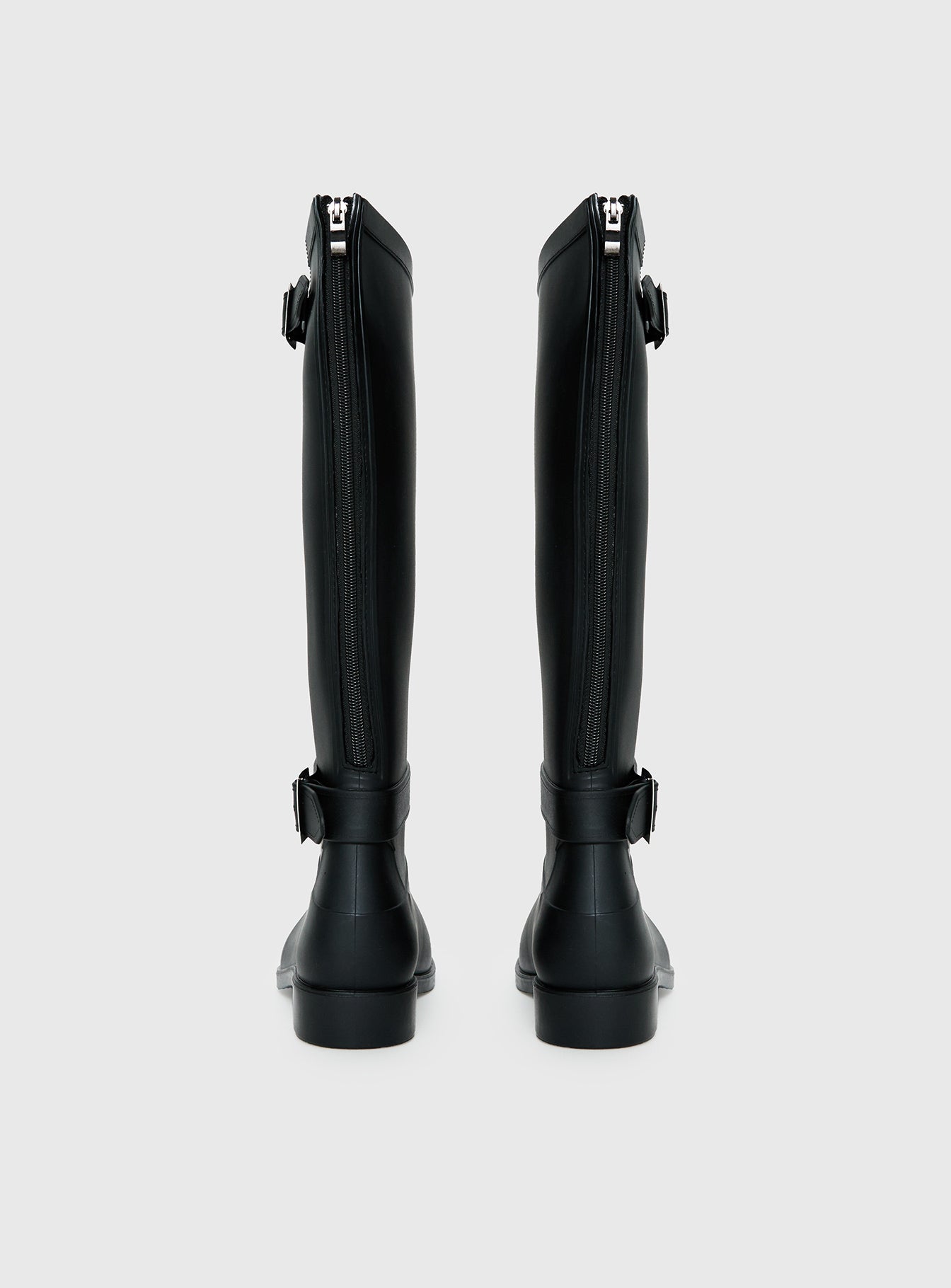 Elvera Buckle Detail Rubber Gumboots Black