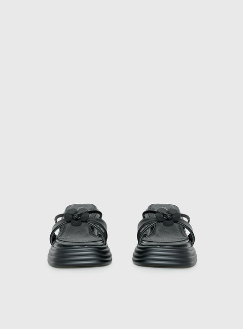 Therapy Flaunt Plateau-Sandalen mit Blumen-Detail Schwarz