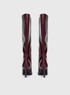 Harrie Knee High Boots Burgundy