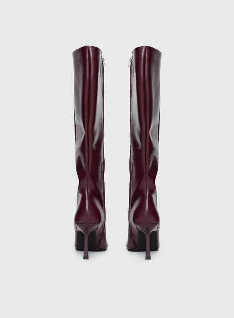 Harrie Knee High Boots Burgundy