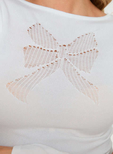 product Princess Polly Whitford Long Sleeve Top White Full Sleeves Crew Neck 