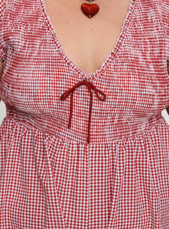 Wescott Gingham Playsuit Red / White Curve
