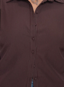 Anni Nadelstreifenhemd Braun Curve