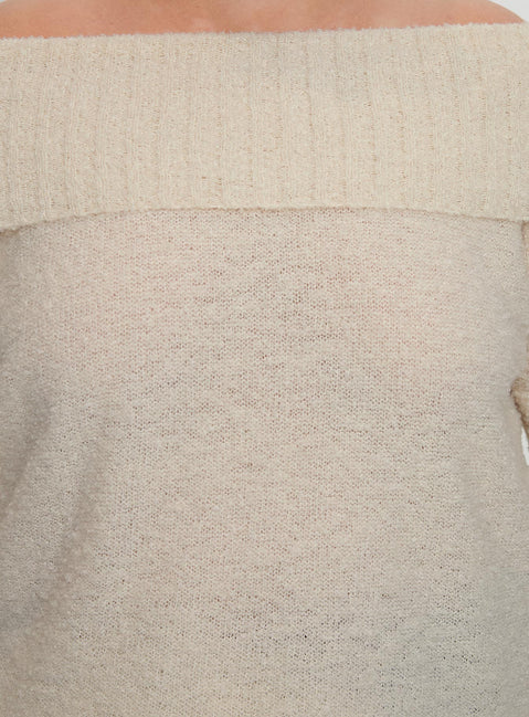 product Princess Polly Parkley Boucle Off The Shoulder Cream Curve 