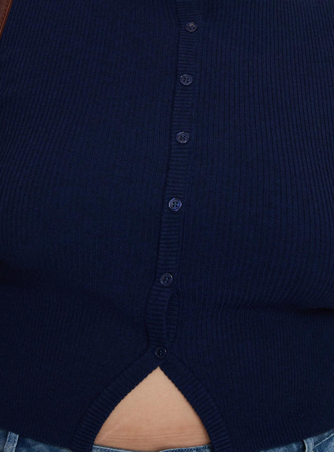 product Princess Polly Suzu Sleeveless Top Navy Curve Sleeveless Crew Neck 