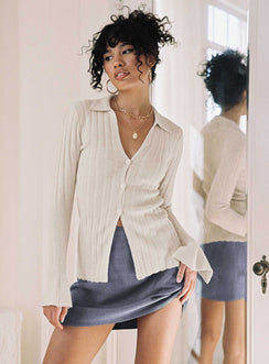   front view of model wearing Princess Polly Selby Mini Skirt Grey Tall Mini Skirts 