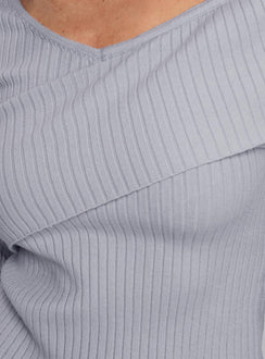 product Princess Polly Nolia Long Sleeve Top Grey Full Sleeves Asymmetric Neckline 