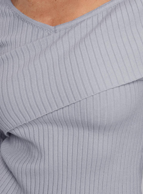 product Princess Polly Nolia Long Sleeve Top Grey Full Sleeves Asymmetric Neckline 