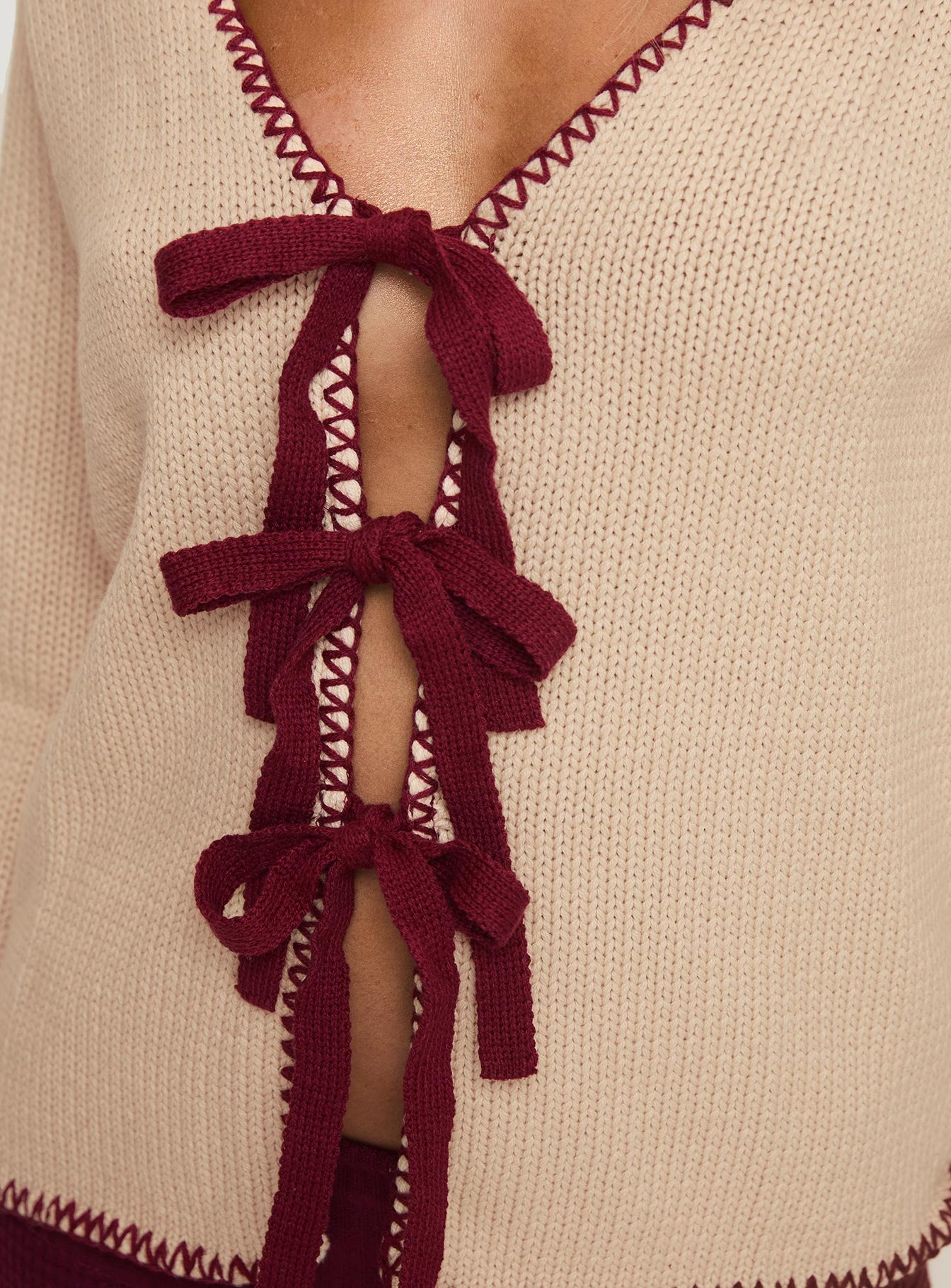 back view of model wearing Princess Polly Kiss Goodbye Knit Cardigan Multi Long 