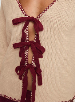 back view of model wearing Princess Polly Kiss Goodbye Knit Cardigan Multi Long 