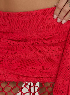 Winita Macrame Tassel Mini Skirt Red