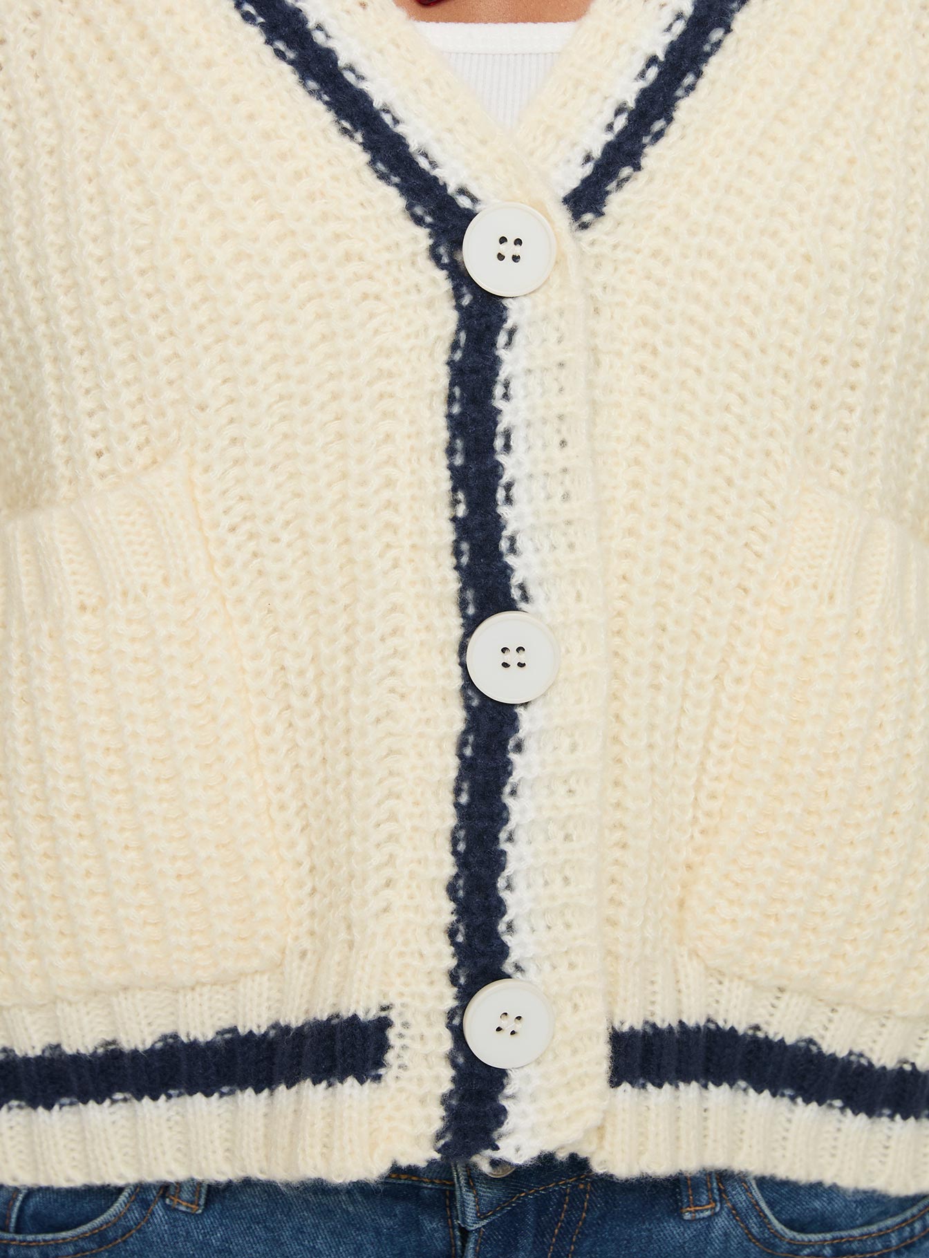 product Princess Polly Tavian Knit Cardigan Navy / Cream 