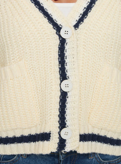 product Princess Polly Tavian Knit Cardigan Navy / Cream 