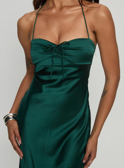 Fireproof Halter Maxi Dress Forest Green