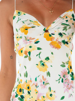 product Princess Polly Sweetheart Neckline  Marilyn Mini Dress Yellow Floral / Multi