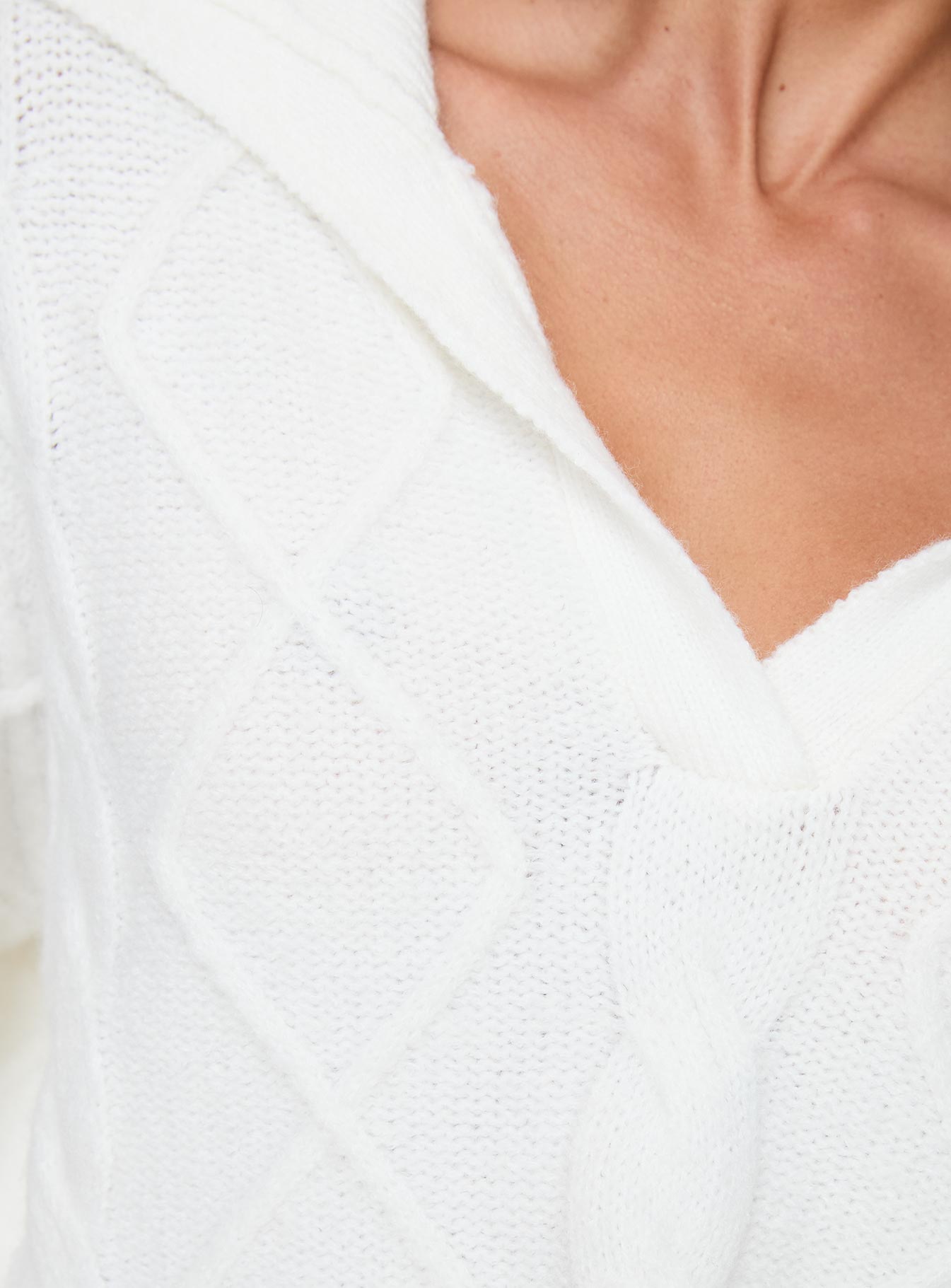 Ruthee Cable Knit Sweater Winter White Princess Polly  Cropped 