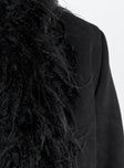 Jacket Faux suede material Faux fur detail Twin hip pockets