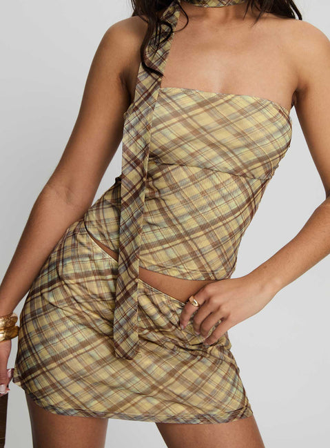 Bradee Scarf Detail Set Yellow Check