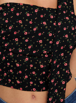 product Princess Polly Jontie Two-piece Scarf Top Black Floral Sleeveless straight 