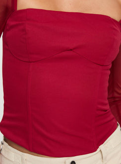 product Princess Polly Mendi Long Sleeve Top Red Full Sleeves Square Neck 