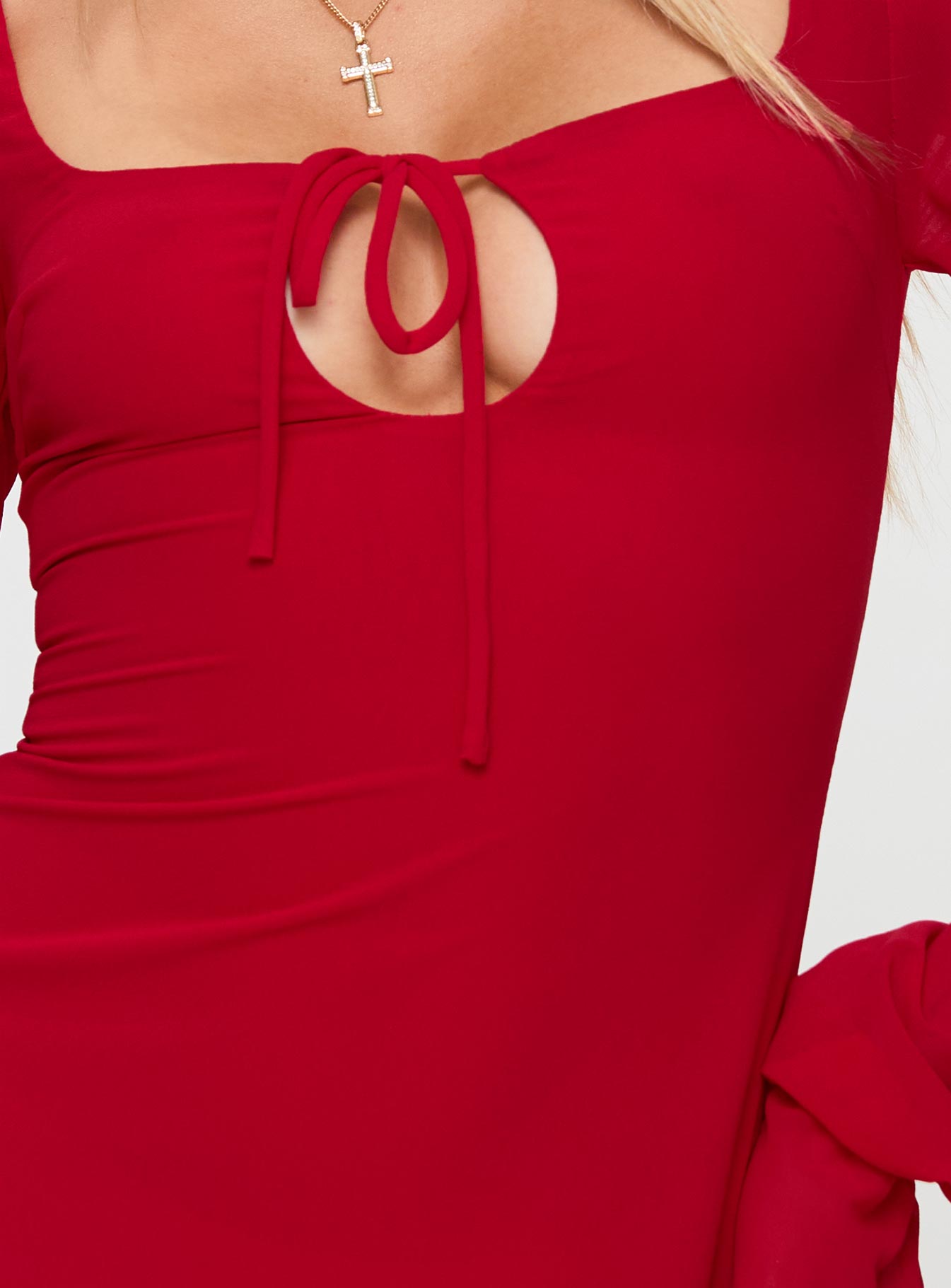 product Princess Polly Bayford Long Sleeve Mini Dress Red Square Neck 