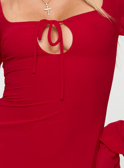 product Princess Polly Bayford Long Sleeve Mini Dress Red Square Neck 