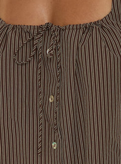 Bambalina Babydoll Mini Dress Brown Stripe