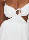 back view of model wearing Princess Polly Go With You Mini Dress White Sweetheart Neckline 