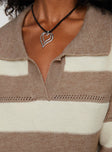 Atkinson Stripe Sweater Cream / Brown Princess Polly  regular 