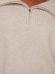 Umanzor Quarter Zip Sweater Beige Princess Polly  regular 