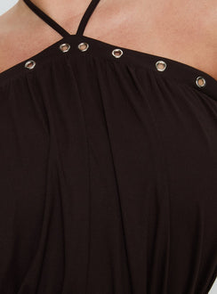 Sunnee Eyelet Detail Playsuit Brown Curve