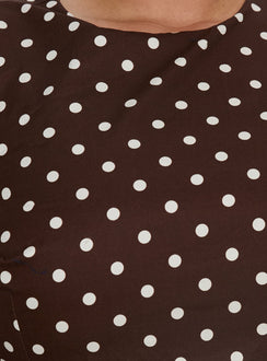 Yumiko Romper Brown Polka Curve