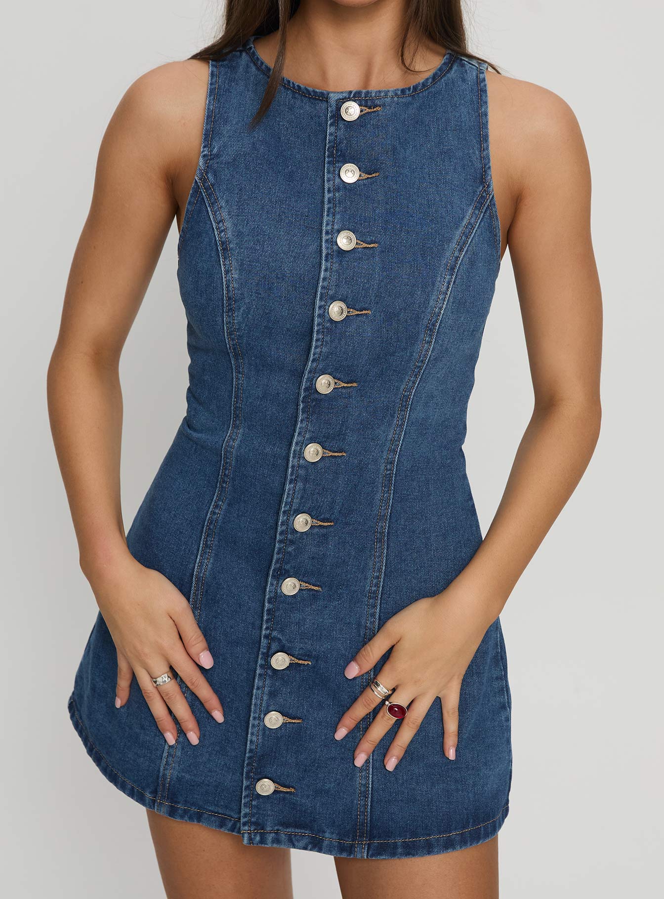 Yumiko Denim Romper Mid Wash | Princess Polly