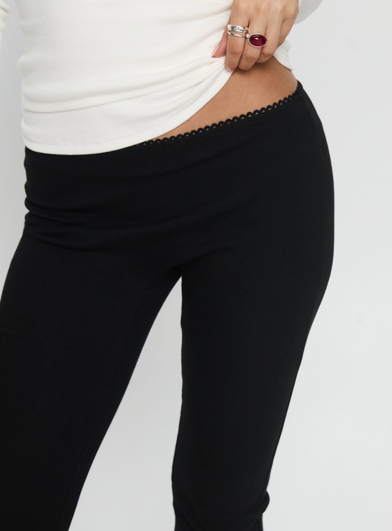 Baseline Rib Capri Pants Black | Princess Polly