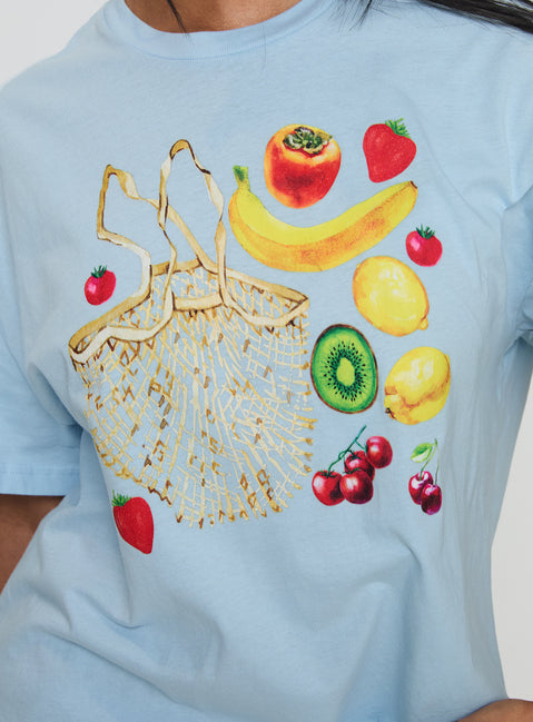 Grocery Run Oversized Graphic Tee Blue Princess Polly