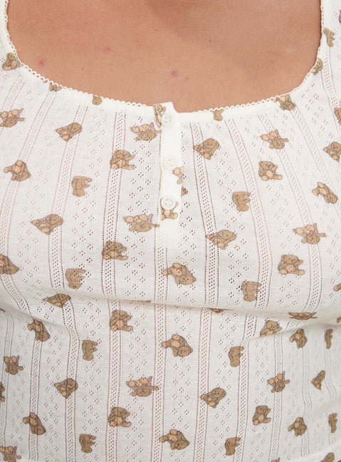 Sleepytea Pointelle Sleep Tank Top Multi Curve