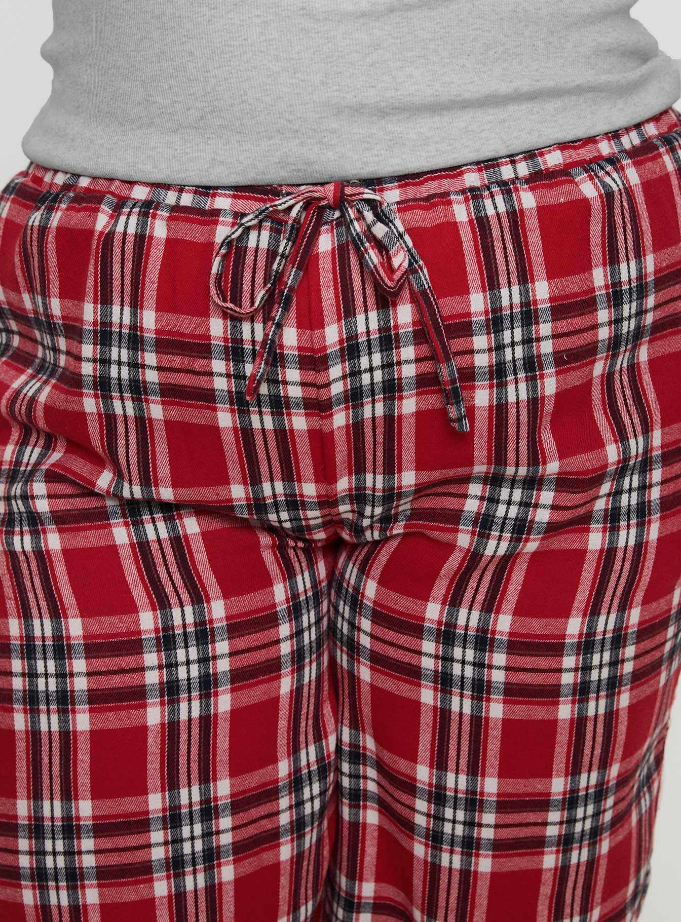 In The Morning Sleep Pant Red Check Curve